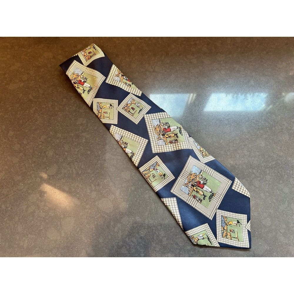 Pierre Cardin Blue Vintage Golf Themed Men's Tie